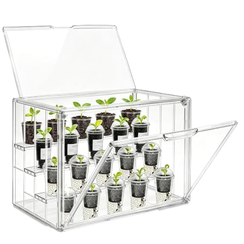 Mini Greenhouse Indoor with Magnetic Door,Tabletop Greenhouse - size: M-4tier-2door