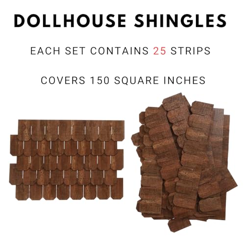 Miniature Roof Shingle Strips for 1:12 Scale Dollhouse Roofing - color: Brown Oak