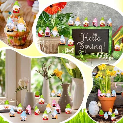 Wonderjune 40 Pcs Mini Gnomes Tiny Figures Miniature Gnomes Figurines Bulk