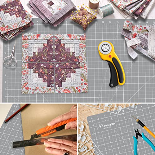 HEADLEY TOOLS 18" x 24" Thickened Self Healing Cutting Mat, A2 Rotary Cutting Sewing Mat for Crafts, Double Sided 5-Ply Table Cutting Board for Fabric Quilting Leather Arts Hobby Project, Grey/Black - color: Grey/Black, size: 23.6"L x 17.7"W