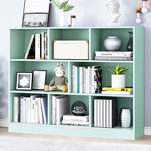 IOTXY Open Shelf Low Bookcase - Wooden 3-Tier Cube Bookshelf, Tiffany-Green - color: Tiffany Green, size: 100CM Base