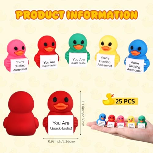 Gejoy 25 Pcs Mini Rubber Duck Toys 5 Colors Ducks Tiny Positive Figures - style: 5 Color Duck
