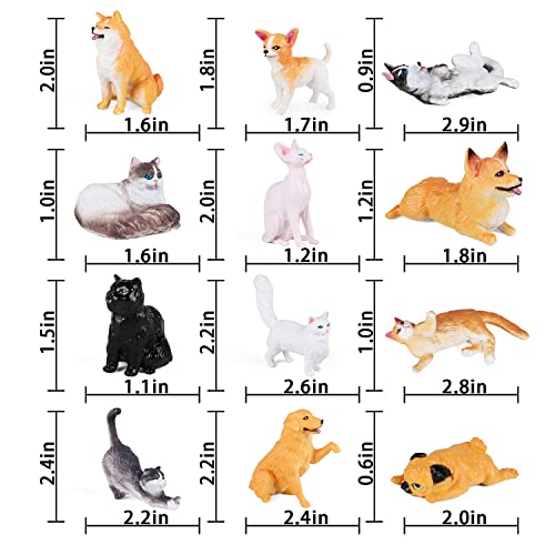 SIENON 12PCS Mini Dogs & Cats Figures, Cute Realistic Pet Animal Toys - size: 12 Pieces Mini Dog and Cat
