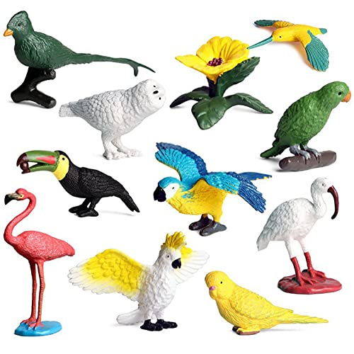 BLAPNK 17 Pcs Realistic Mini Bird Animal Figures Toy Cake Toppers, Miniature Bird Model Figurines Birthday Party Bridal Wedding Cake Decoration Educational Backyard Birds Toy