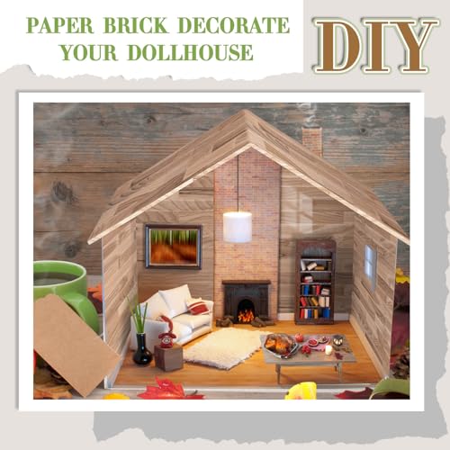 Flutesan 24 Pcs Miniature Dollhouse Wallpaper, Natural Style - style: Natural Style