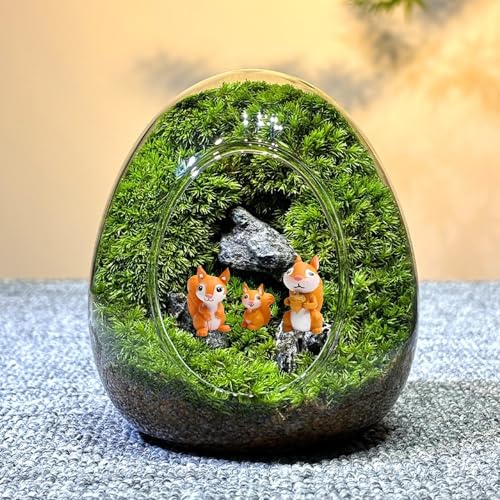 Cute Squirrel Family Figurine Set - Miniature Garden Fairy Ornament for DIY Home Decor, Micro Landscape Accessories, Bonsai Craft Decor, Fairy Garden Decorations, 3Pack