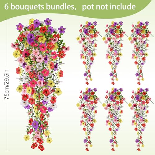 Artificial Flowers for Outdoors UV Resistant Spring Decor - color: Mixed Color Red, Yellow, Purple, Rose Red, Pink & White