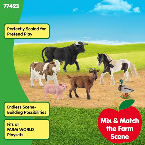 Schleich Farm World - 6PC Farm Animal Bundle Set - Kids Ages 3+ | 77423