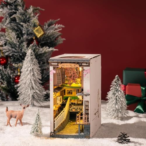 Rolife DIY Book Nook Kit Sakura Densya, DIY Miniature Booknook Kit Creative Decorative Bookend Bookshelf Insert 3D Puzzles for Adults, Halloween/Christmas Decorations/Gifts for Adults (Sakura Densya) - color: Sakura Densya