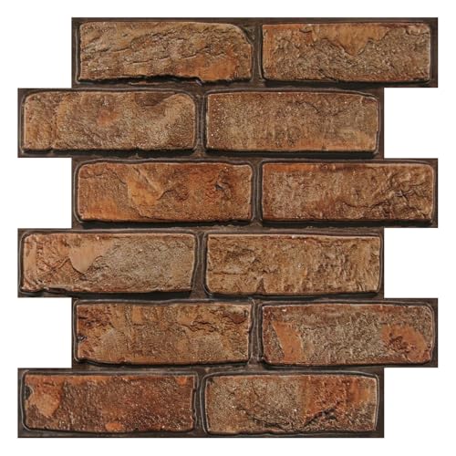 COMSTICKC 3D Peel and Stick Faux Brick Wall Panels for Quick DIY Wall Decor - color: Reddish brown -1