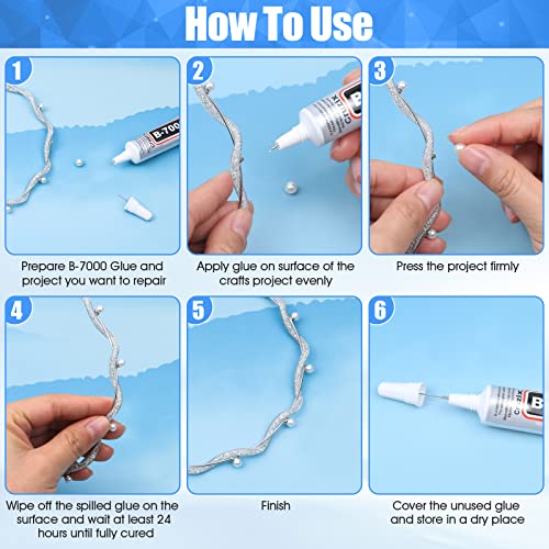 B-7000 Glue Clear for Rhinestone Crafts, Jewelry and Bead Adhesive B7000 Semi Fluid High Viscosity Glues for Clothes Shoes Fabric Cell Phones Screen Repair Metal Stone Nail Art Glass (4x15 ml/0.5 oz) - color: 4x15 ML/ 0.5 oz