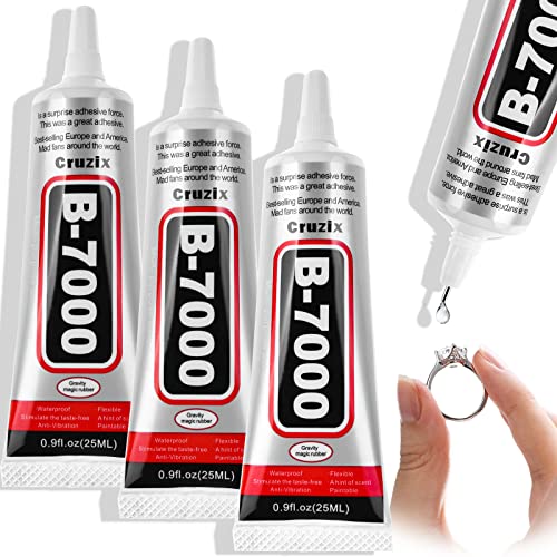 B-7000 Craft Glue for Jewelry Making, Multi-Function B-7000 Super Adhesive Glues Liquid Fusion Glue for Rhinestones Crafts, Clothes Shoes, Fabric, Jewelry Making, Cell Phones (3x25 ml/0.9 oz) - color: 3x25 ML/ 0.9 oz