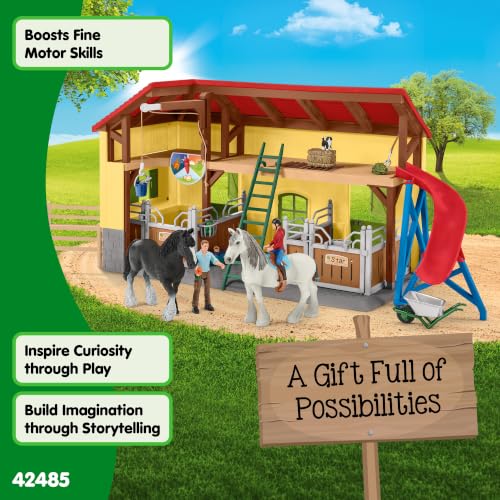 Schleich Farm World - 82Pc Horse Stable Playset - Kids Ages 3+ | 42485