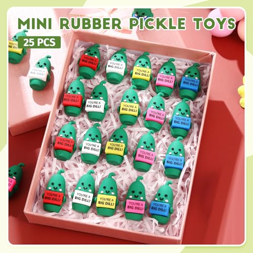 Gejoy 25 Pcs Mini Rubber Colorful Pickle Toys Positive Mini Pickles Figures - style: Colorful Pickle