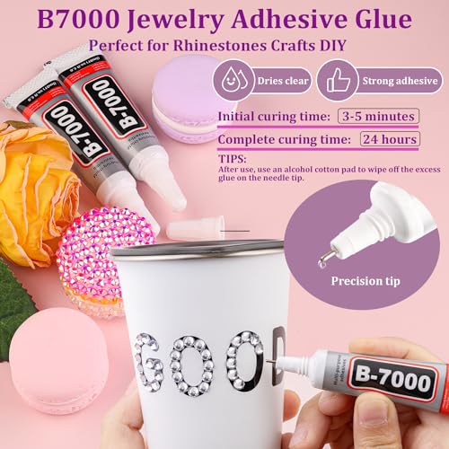 30000Pcs Resin Rhinestones for Bedazzling with Tweezers, Clear Rhinestones for Crafting with B7000 Jewelry Glue for DIY Crafts Clothing Tumblers Shoes Fabric Nail Art - color: Clear, size: X-Large Pack + 1Pc Glue