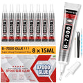 INSOIA B7000 Bedazzling Glue Tool Clear, 8 x 15ml Precision Tip - size: 15g*8pk*1 dual-end pen,1 wax pencil,1 tweezer