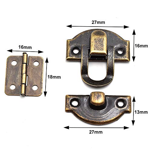 2 Sets mini Bronze Antique Hasp Latch Buckle Kit