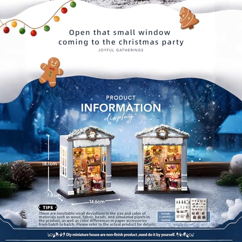 CUTEROOM DIY Miniature House Building Kit for Adults with LED Lights - Realistic Mini Dollhouse Model & Wooden Furniture, Creative Craft Kit for Home Decor Gift- Joyful Gatherings - style: Joyful Gatherings