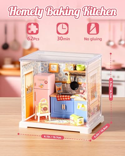 Rolife Super Creator Mini Series, DIY Plastic Miniature Kits Retail Store Series, Mini Model House Building Set for Teens Aged 14+, DIY Crafts/Hobbies for Adults (Homely Baking Kitchen) - style: Homely Baking Kitchen