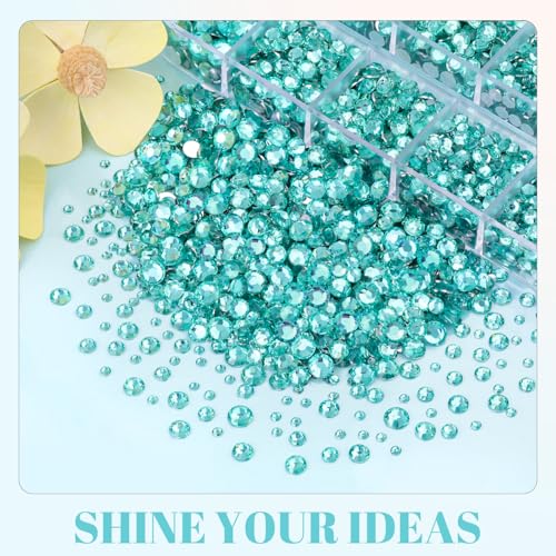 6100Pcs Resin Rhinestones for Crafting with 2Pcs 10ml B7000 Jewelry Glue, 1 Box Flatback Crystals Diamond (Aquamarine) for Bedazzling Crafts DIY Nail Art，Non Hotfix Gems for Clothing Shoes Tumblers - color: Aquamarine, size: 1 Small Pack + 2Pc Glue
