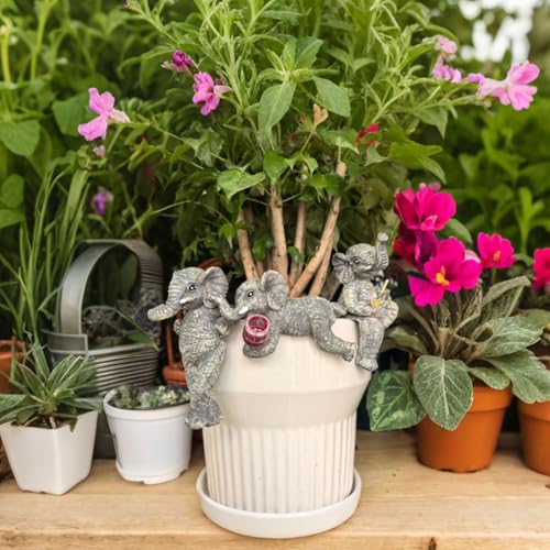 3-piece Fairy Garden Gnome Set, Beer-Drinking Gnome Resin Statue, Outdoor Decorative Item (Gray) - color: Gray