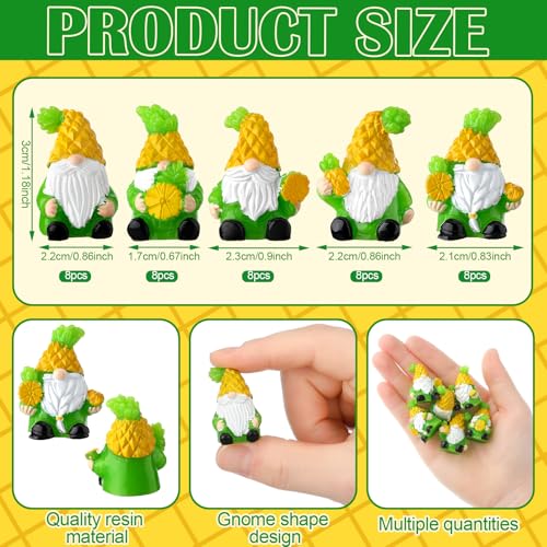 Wesiti 40 Pcs Christmas Pineapple Gnomes Mini Resin Figurine Miniature Resin Statues Tiny Gnomes Figurine for Table Decor Indoor Outdoor Home Garden Plant Pot - style: Pineapple