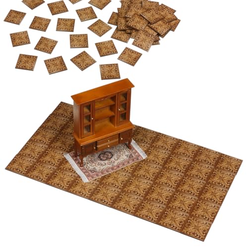 Miniature Dollhouse Flooring, Wood Look Parquet Floor Tiles for 1:12 and 1:6 Scale Dioramas and Roomboxes, REDUCIO! - color: Royal Amber