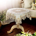 ARTABLE Light Brown Lace Square Tablecloth Small Table Topper 33 x 33 Inch - color: Light Brown, size: 33" x 33" (Square)