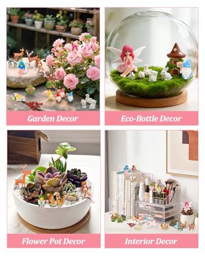 Avalution 112 Pcs Fairy Garden Accessories Kit, Miniature Fairies, Animals, Houses, Bridge and Pond for Planters, Terrariums and DIY Decor - size: 112 Pcs