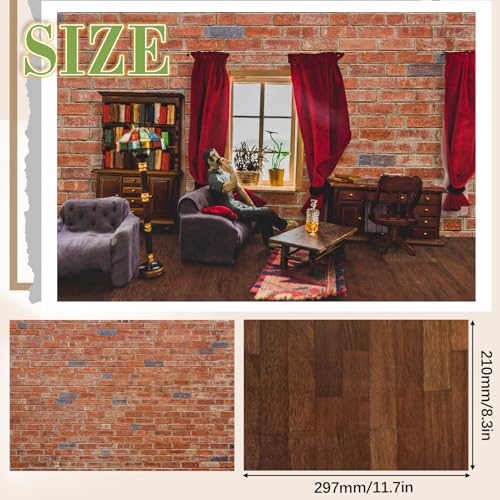 Flutesan 12 Pcs Miniature Dollhouse Wallpaper, 2 Styles - style: 2 Styles