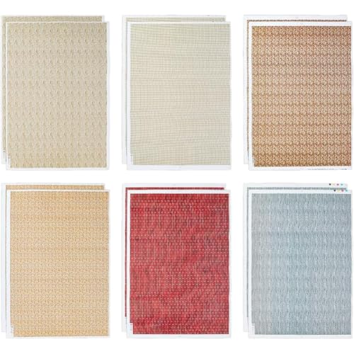 PH PandaHall 12PCS Miniature Dollhouse Wallpaper, Miniatures Floor Paper Self-Adhesive Paper Wall Sticker Gloss Card Sheet Effect Wallpaper for Model Dollhouse Accessories Decorations, 7.87x11inch