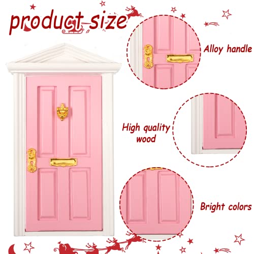 Hungdao 20 Pcs Christmas Fairy Door Wooden Miniature Decor, Pink Door - color: Pink Door