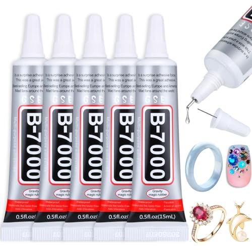 B7000 Jewelry Rhinestones Glue, Cludoo 5PCS B-7000 Clear Super Glue - color: 5x15 ML/ 0.5 oz