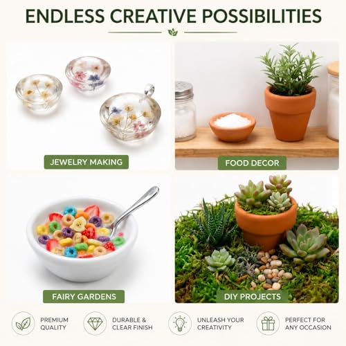2Pcs Miniature Silicone Molds, Tiny Flower Pot and Mini Bowl Clay Mold for Food Decoration, Small Resin Casting Molds for Jewelry Making, DIY Crafts, Sand Art - color: white