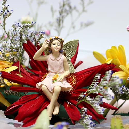 CUIWEI 5 Pcs Mini Garden Figurine Set Miniatures Fairies Statues Without a Stick for Outdoor Lawn Yard Home Decor Lovely Resin Fairy Flower Pot Angel Accessories - style: Garden