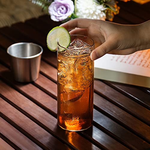 LUXU Drinking Glasses 15.5 oz,4pcThin Highball Glass,Clear Tall Beer Glass - style: 15 OZ