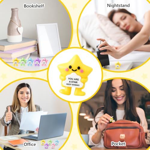 Gejoy 25 Pcs Mini Rubber Colorful Star Toys Positive Mini Stars Figures - style: Colorful Star