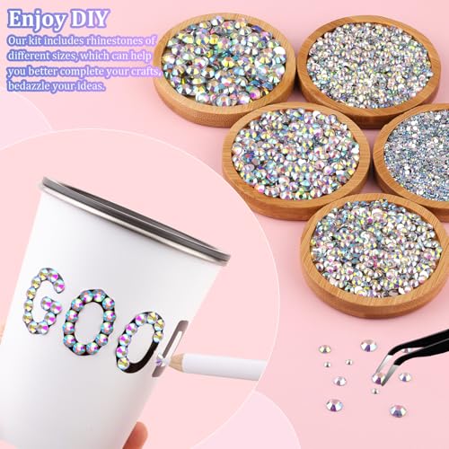 30000Pcs Resin Rhinestones for Bedazzling with Tweezers, AB Rhinestones for Crafting with B7000 Jewelry Glue for DIY Crafts Clothing Tumblers Shoes Fabric Nail Art - color: AB, size: X-Large Pack + 1Pc Glue