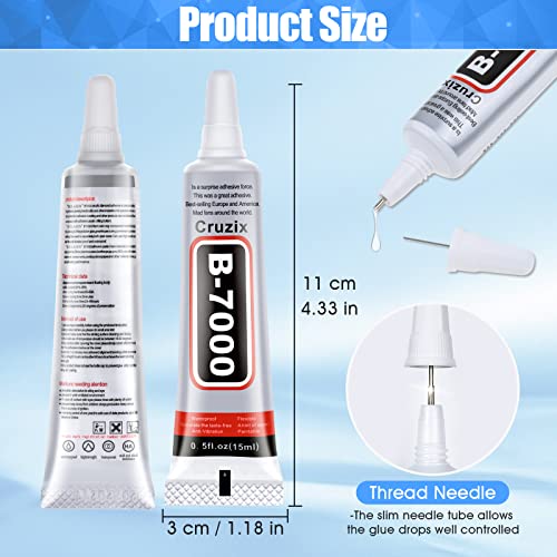 B-7000 Glue Clear for Rhinestone Crafts, Jewelry and Bead Adhesive B7000 Semi Fluid High Viscosity Glues for Clothes Shoes Fabric Cell Phones Screen Repair Metal Stone Nail Art Glass (4x15 ml/0.5 oz) - color: 4x15 ML/ 0.5 oz
