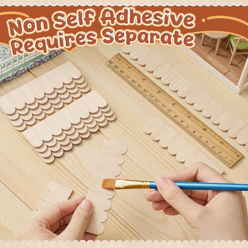 Wenqik 100 Strips Dollhouse Roof Shingles, Natural Wood - color: Natural Wood