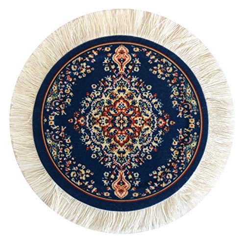 Set of 4 Round Dollhouse Rugs – Miniature Carpet Accessories for Doll Houses, 5 Inch Diameter Floor Décor, Oriental Style