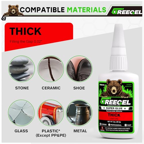 Liquid Thick Super Glue 4 Oz + 3g Gel Glue for Large Gaps, Clear CA - color: Thick Viscosity, size: 4 oz