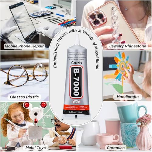 B7000 Jewelry Bead Glue for Jewelry Making, Crystal Clear Glue 3.7 fl oz B7000+Plus Multipurpose Super Adhesive Glue for Rhinestone Crafts Fabric Metal Stone Nail Art Wood Glass (110 ml/ 3.7oz) - color: 1x110 ML/ 3.7 oz