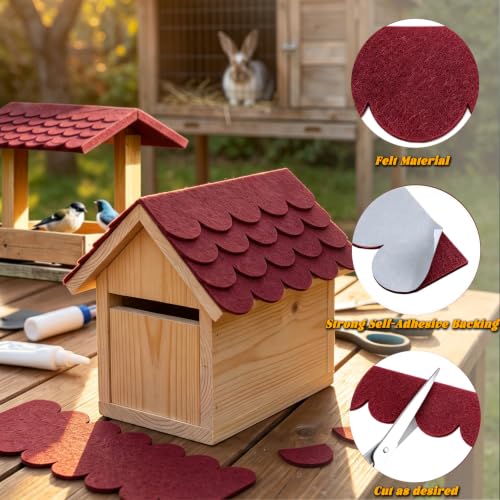 Self-Adhesive Mini Roof Shingles, Waterproof Roofing Felt for Bird House - color: Red