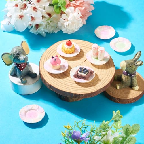 FASHEWELRY 20Pcs Resin Bread Plates Miniature Dollhouse Accessories 36mm Playhouse Dishes Kitchen Tableware Models Display Ornaments for Garden Micro Landscape Decoration - color: Bread Plate