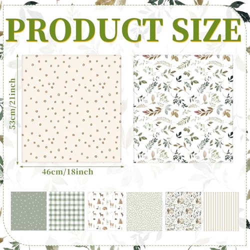 Tigeen 8 Pcs Fat Quarters Fabric Bundles, Sage Green Woodland Animal - style: Sage Green Woodland Animal