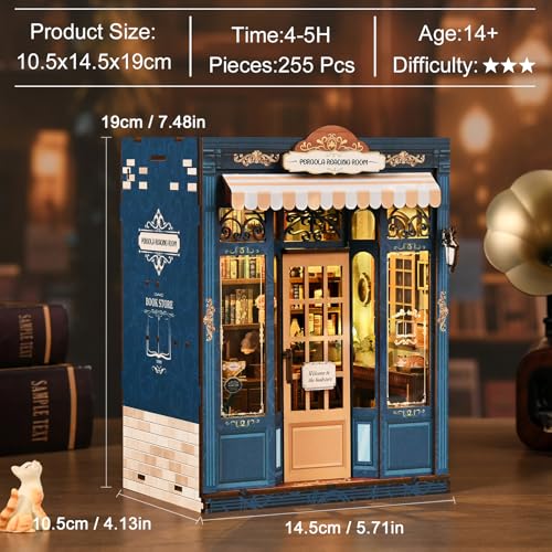 Book Nook Kit, DIY Miniature House Kit for Adults & Teens, Vintage Bookstore Scene Bookshelf Insert Decor with LED, 3D Wooden Puzzle Gift for Book Lovers (Pergola Reading Room) - style: Pergola Reading Room