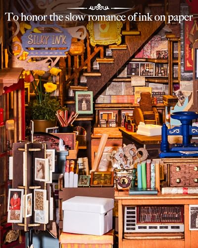 Rolife 3D Wooden Puzzle Book Nook Wisdom Stationery Shop, Book Themed Decorative Insert, Creative DIY Kit for Stationery Lovers & Bookshelves - color: Wisdom Stationery Shop