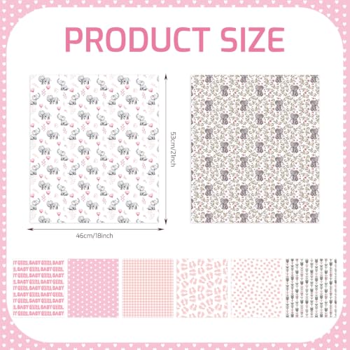 Tigeen 8 Pcs Fat Quarters Fabric Bundles, Pink Baby Girl - style: Pink Baby Girl