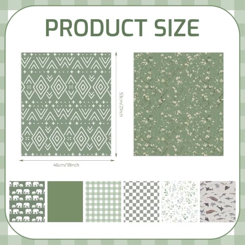 Tigeen 8 Pcs Fat Quarters Fabric Bundles, Sage Mix Nature - style: Sage Mix Nature
